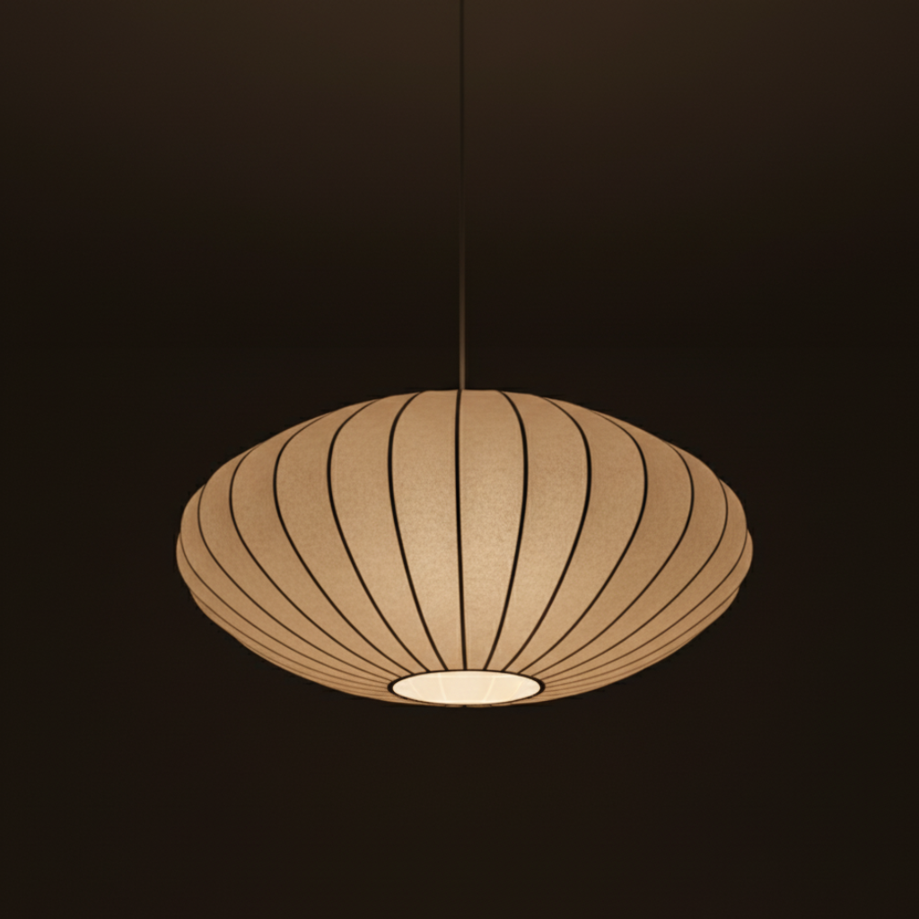 Japandi Silk-Shade Dining Chandelier