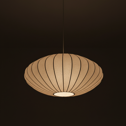Japandi Silk-Shade Dining Chandelier