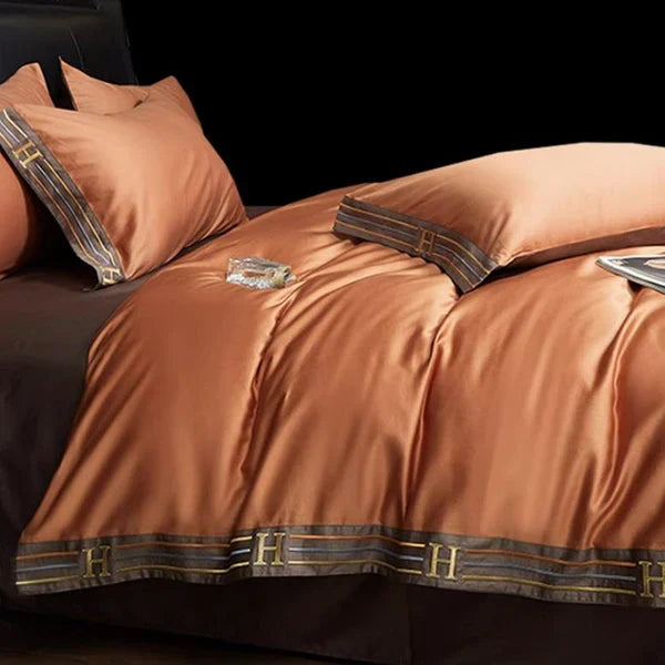 Satin Cotton Embroidered Bedding Set - Luxora | Kalsten
