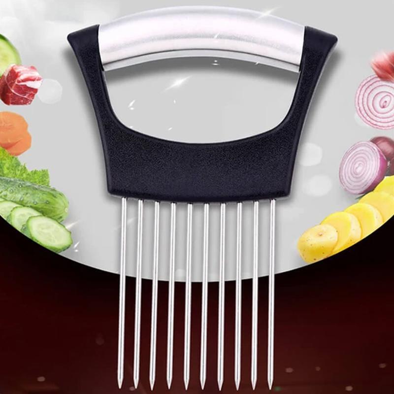 Stainless Steel Onion Cutter Holder, Food Slicers Assistant Tomato Slicer Holder | Kalsten