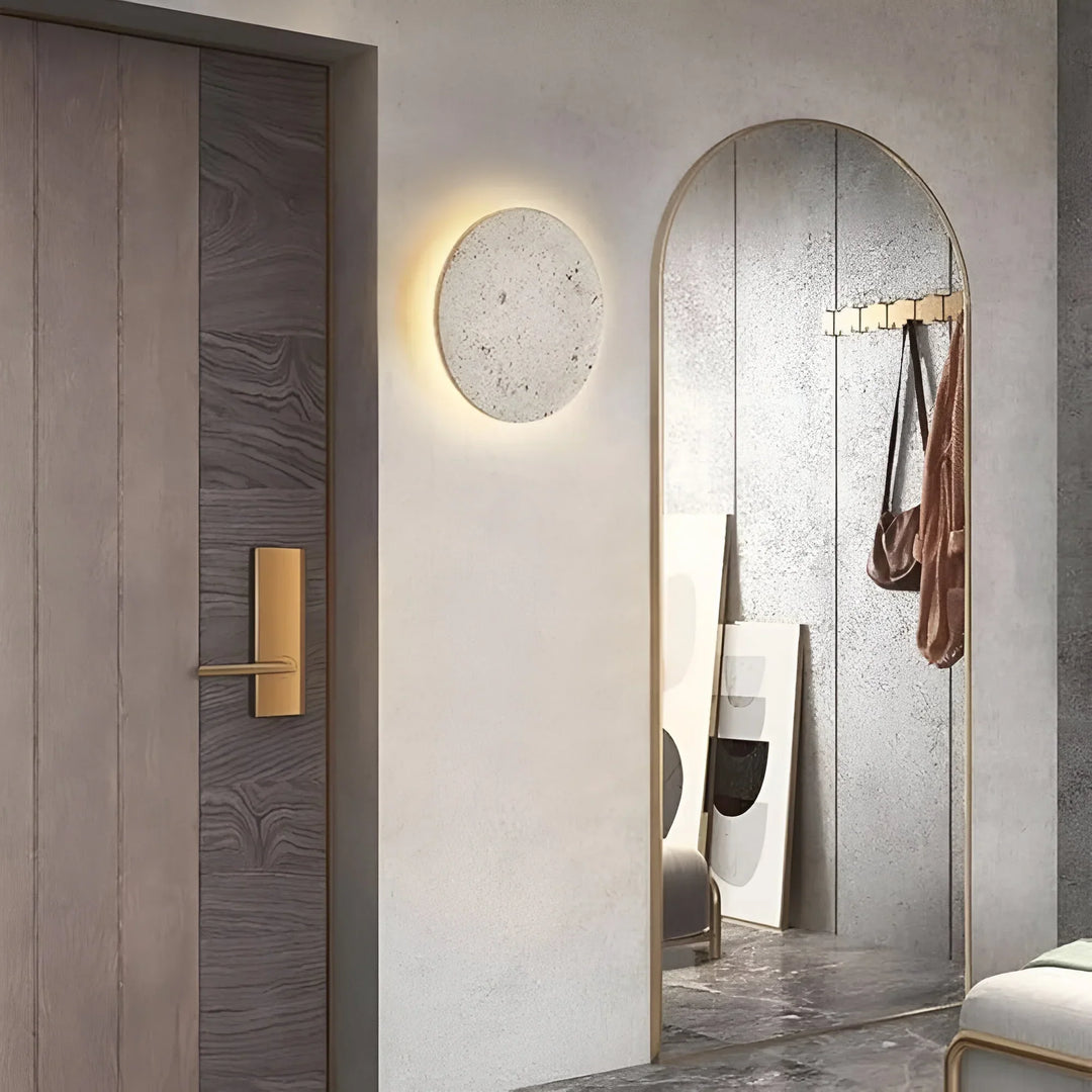Stone-Effect Round Wall Light