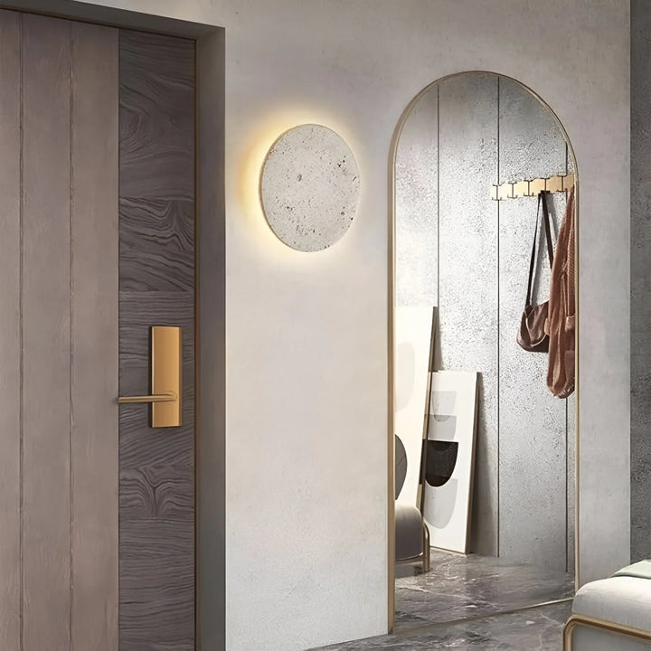 Stone-Effect Round Wall Light