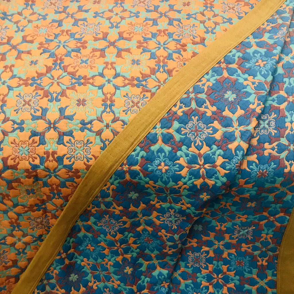 Kalsten | Orange & Blue Pattern Six-Layer Cotton Quilt - TerraLoom