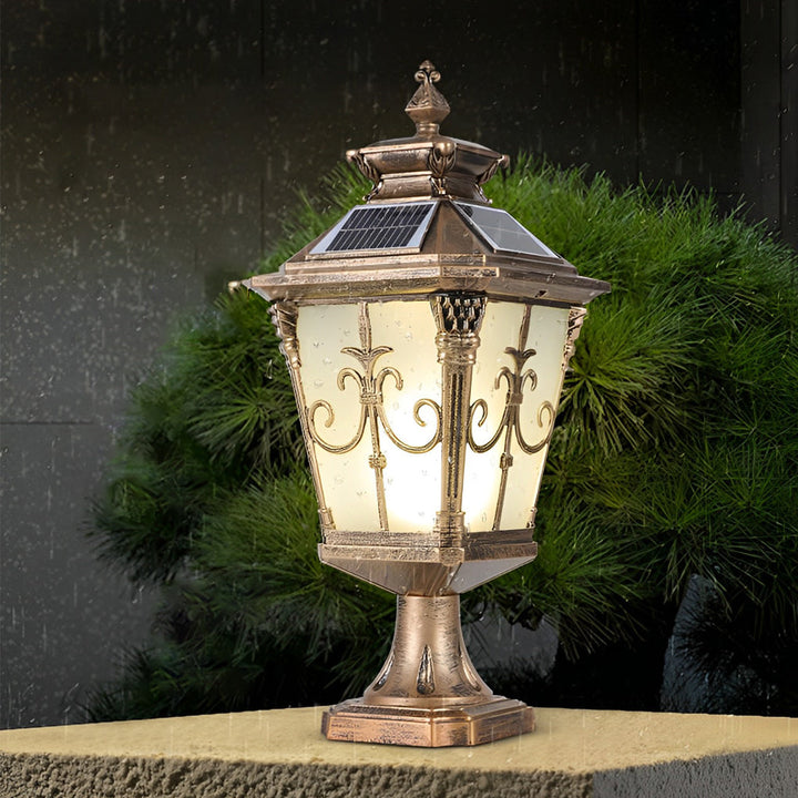 Retro Pattern Waterproof LED European Style Solar Fence Post Lights | Kalsten