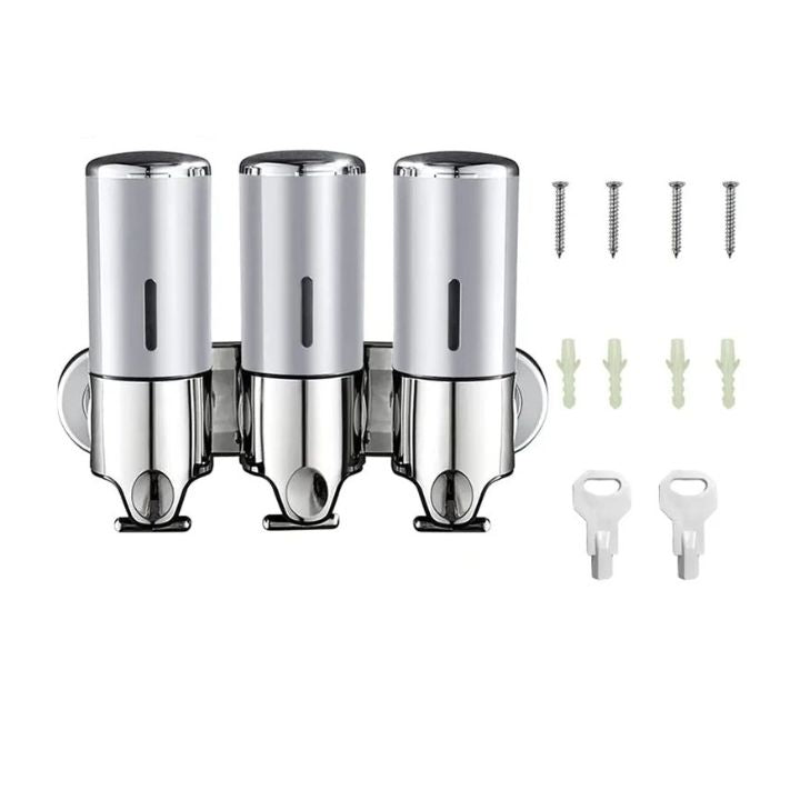 Kalsten | Wall Mounted Soap Dispenser | SudsStation Bathroom Organizer | Stainless Steel & ABS | 16.9 fl oz | Set of 1–3