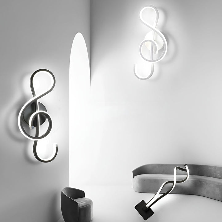 Musical Note LED Wall Sconce – Modern Artistic Music Decor Wall Lamp (Black/White) | Kalsten