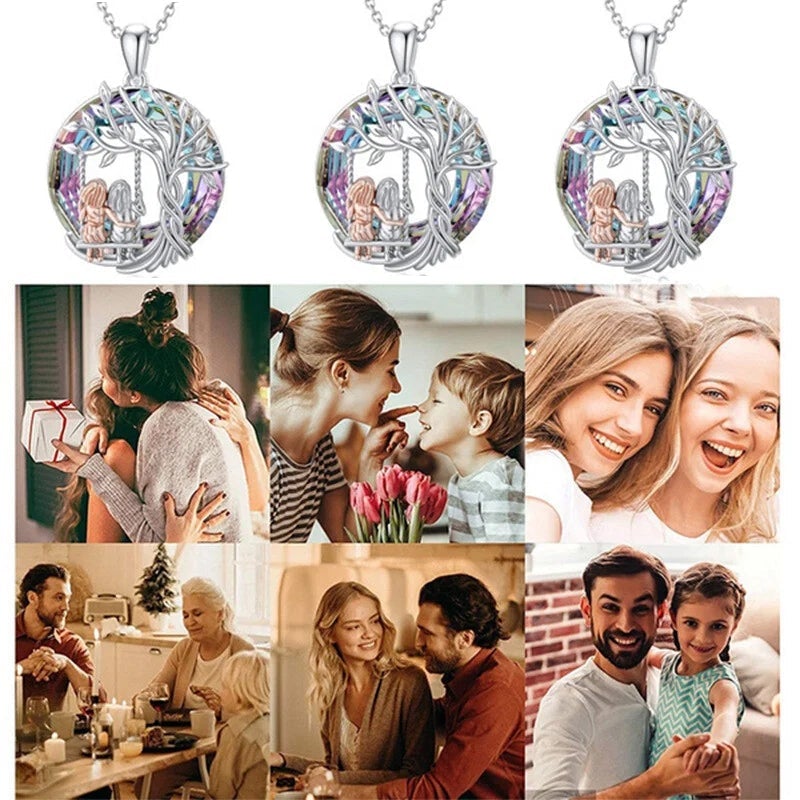 Kalsten | Tree of Life Sister on the Swing Cry-stal Pendant Necklace