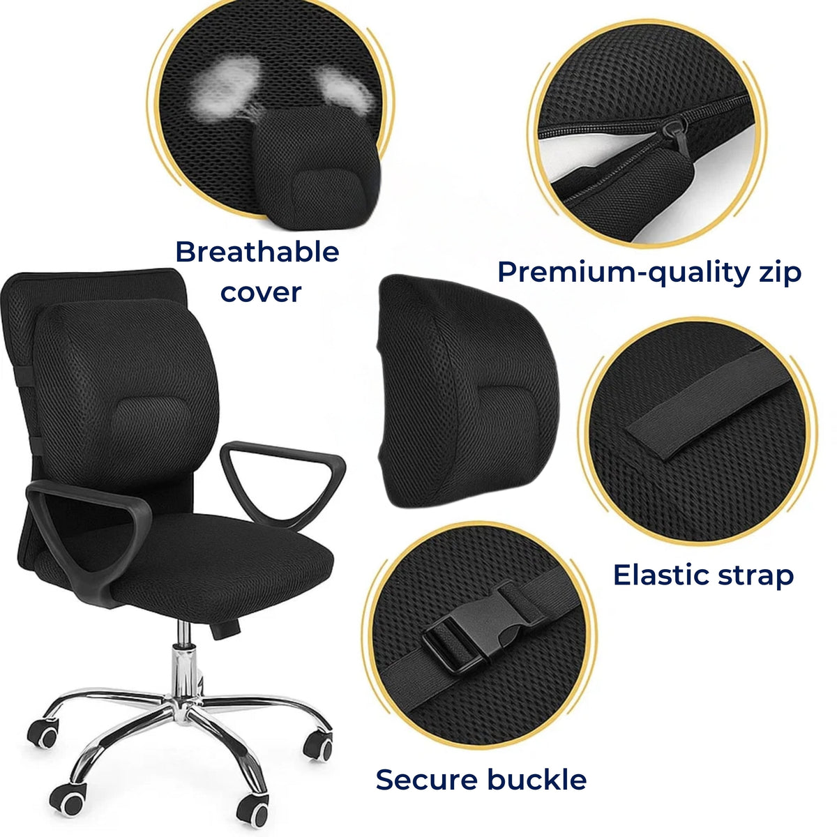 DriveEase | Lumbar Support Pillow for Car - Memory Foam Relief - Breathable Mesh - Ideal for Commuting and Long Drives Karnz