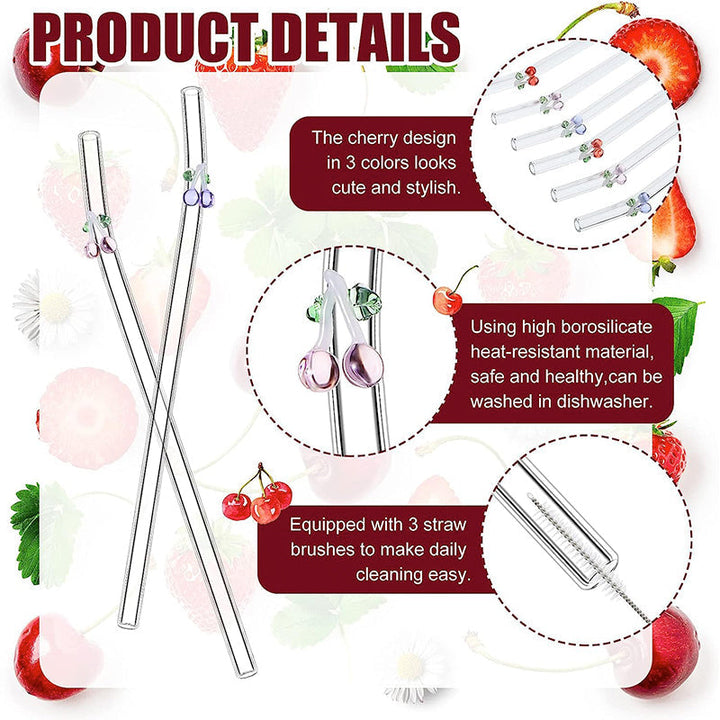 6 PCS Reusable Stained Glass Straws with Cleaning Brush | Kalsten