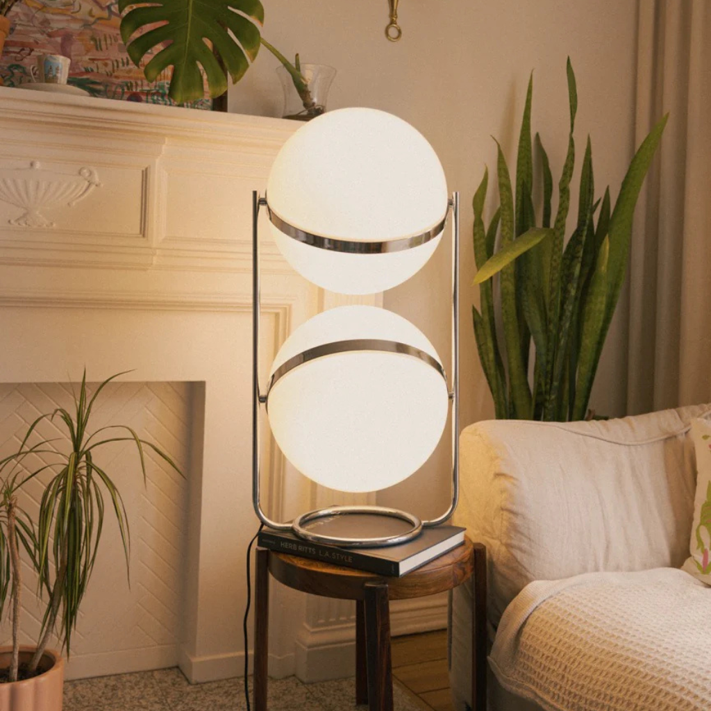 Orbis Luna Chrome-Frame Floor Lamp