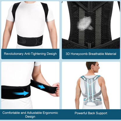 Skanto | Posture Correcting Back Brace – Adjustable Lumbar Support Belt for Back Pain Relief & Spine Alignment | Unisex UK