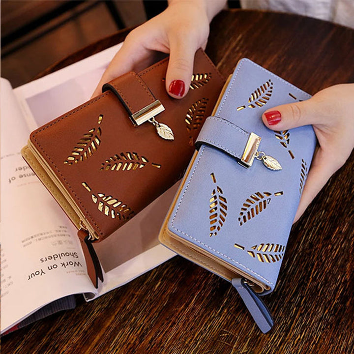 Ladies long wallet with leaf pattern | Kalsten