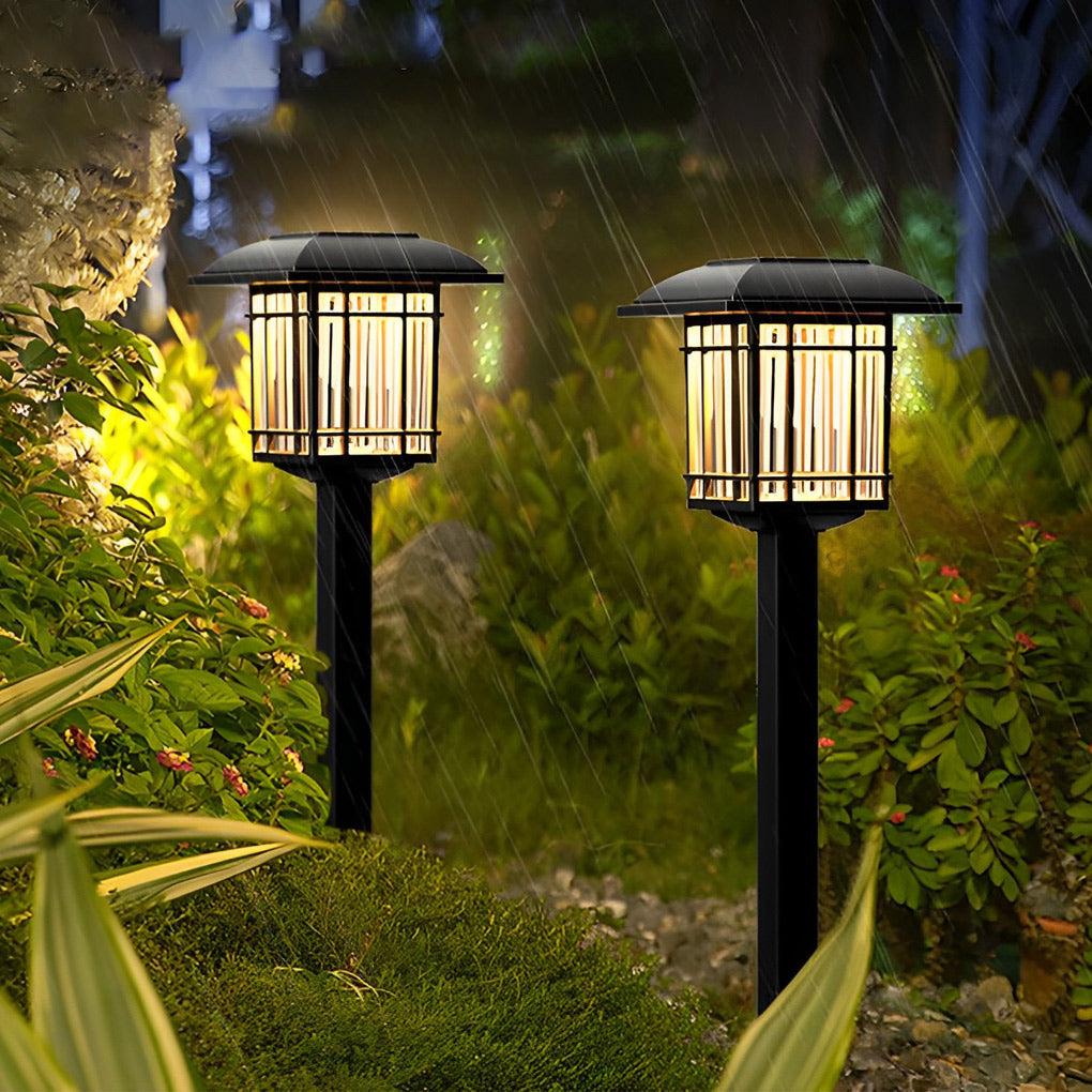 2PCS Vintage Square Waterproof LED Black Modern Solar Lawn Lights | Kalsten