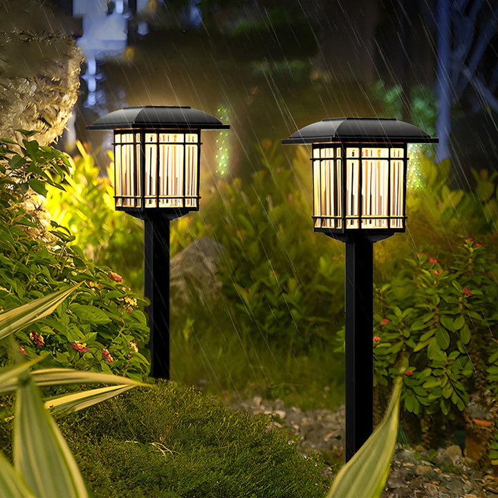 2PCS Vintage Square Waterproof LED Black Modern Solar Lawn Lights | Kalsten