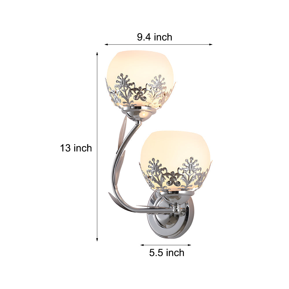 2-Light Glass Flower LED Simple European Style Wall Sconces Lighting | Kalsten