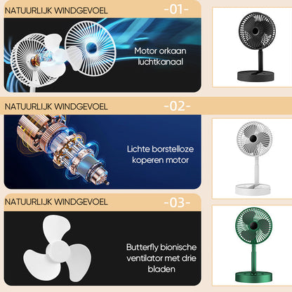 Portable rechargeable telescopic table fan with silent design and height-adjustable | Karnz