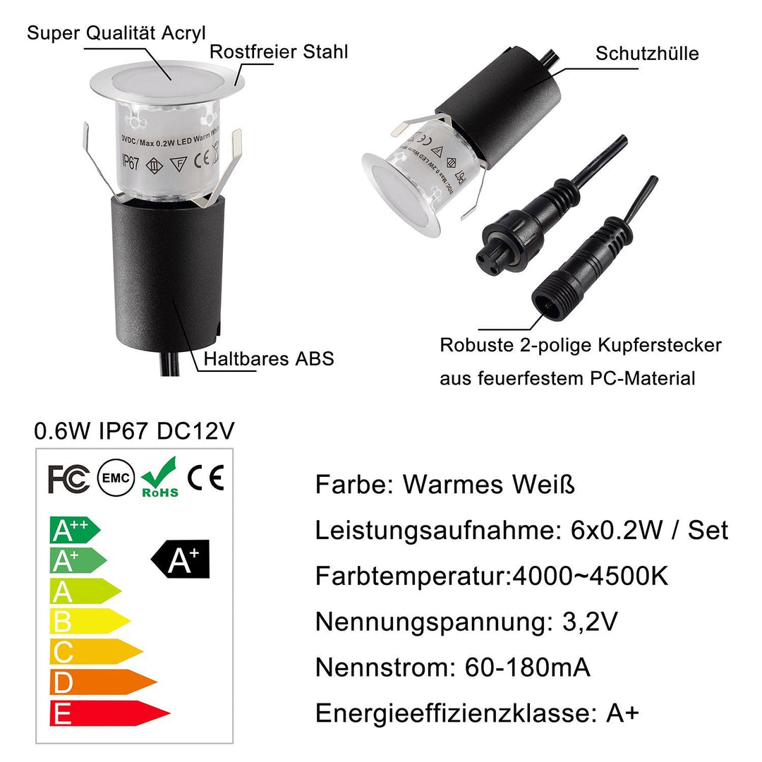 8 Pcs Solar Deck Stair Lights LED Outdoor Step Lights Garden Lights In-ground Lights | Kalsten