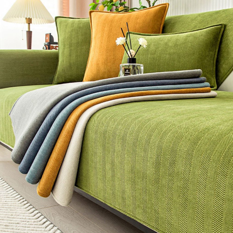 Kalsten | Wavy Check Chenille Fabric Furniture Protector Sofa Cover