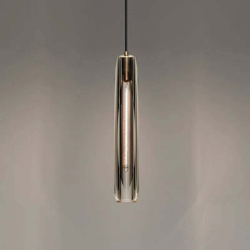 Pendant Light Glass Cylinder 15 in Adjustable Hanging Bedroom Dining Room Ceiling Fixture Modern Minimalist Lighting | Kalsten