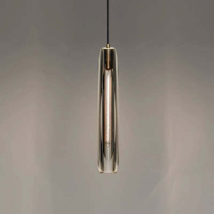 Pendant Light Glass Cylinder 15 in Adjustable Hanging Bedroom Dining Room Ceiling Fixture Modern Minimalist Lighting | Kalsten
