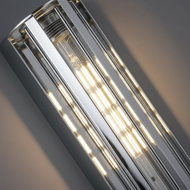 LED Wall Sconce Light – Industrial Vintage Flute Chrome Iron (48x10cm / 18.9x3.9in) | Kalsten