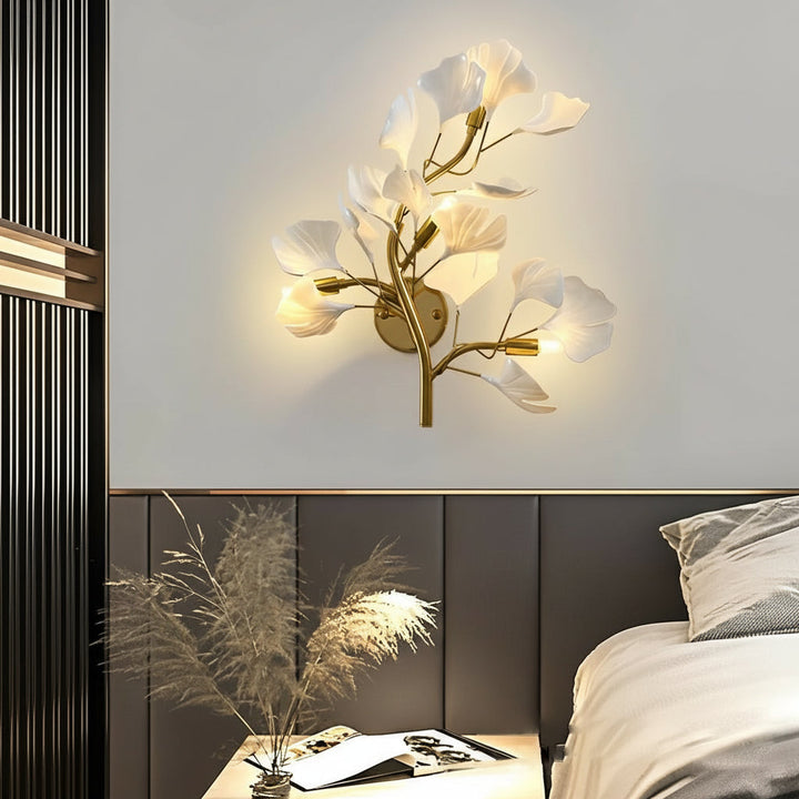 Nordic Gold Leaves & Branches Wall Sconce – 3-Color Dimmable LED Botanical Art Light - Iron | Kalsten