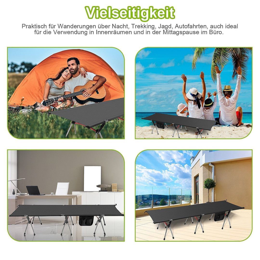 Folding Bed Black Camping Bed Height Adjustable | Kalsten