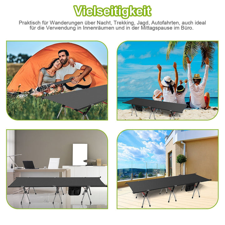 Folding Bed Black Camping Bed Height Adjustable | Kalsten