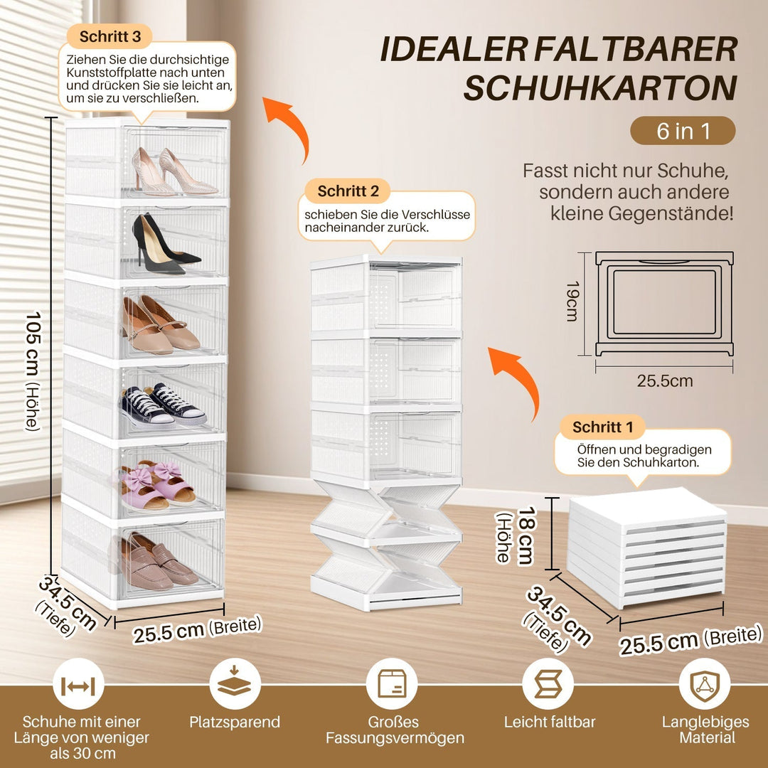 6 Layers Shoe Boxes Storage Box Stackable | Kalsten