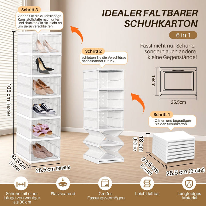 6 Layers Shoe Boxes Storage Box Stackable | Kalsten