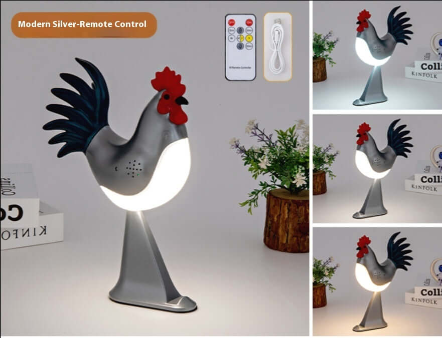LED Rooster Night Light Touch With Sound Rechargeable Bedroom Bedside Lamp Dimmable Car Ambience Aroma Carrying Lamp Home Decor | Kalsten