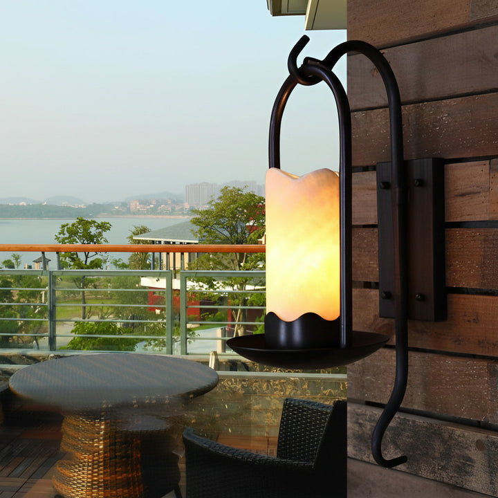 LED Wall Sconce Light – Modern Candlestick Iron Marble Texture (50x18cm / 20x7in) | Kalsten