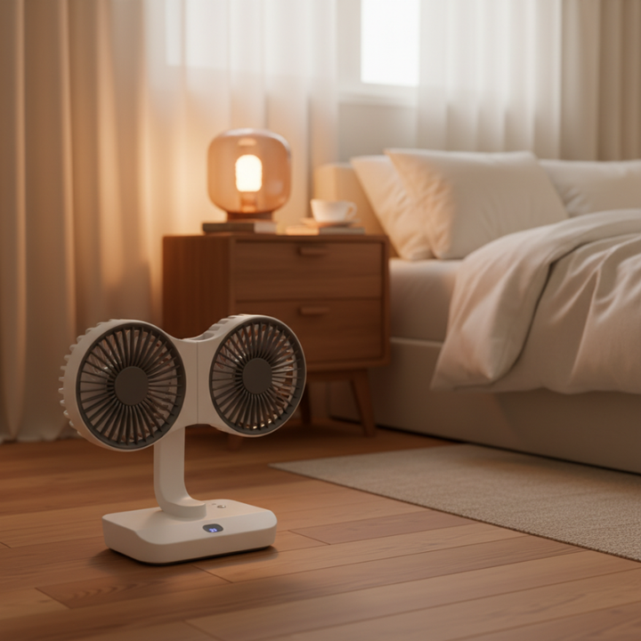 Rechargeable fan with double head | Kalsten