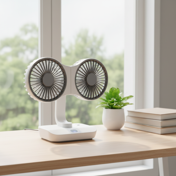Rechargeable fan with double head | Kalsten