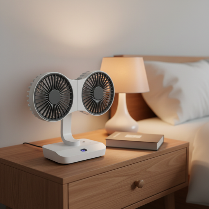Rechargeable fan with double head | Kalsten