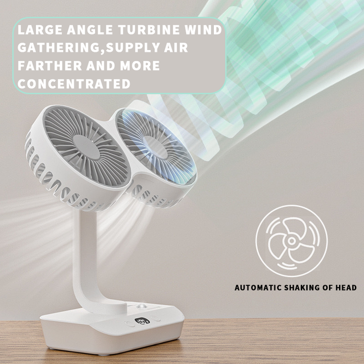 Rechargeable fan with double head | Kalsten