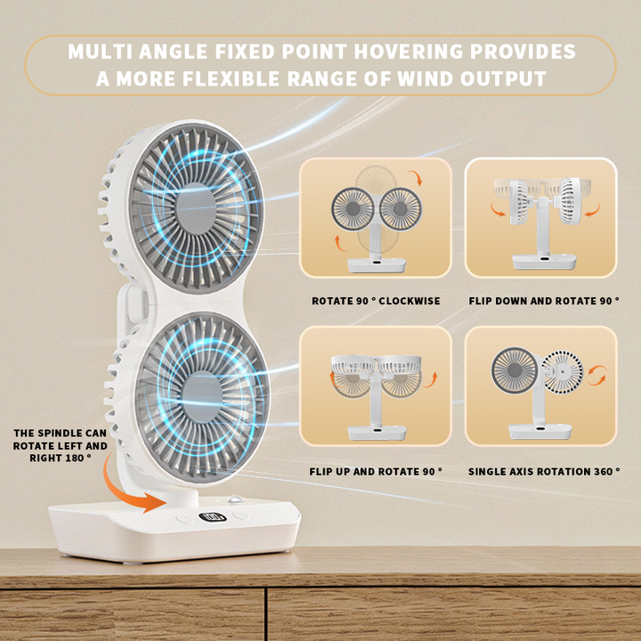 Rechargeable fan with double head | Kalsten