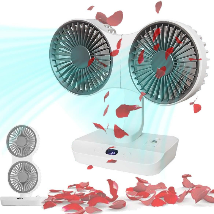 Rechargeable fan with double head | Kalsten