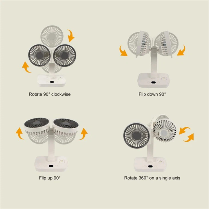 Rechargeable fan with double head | Kalsten
