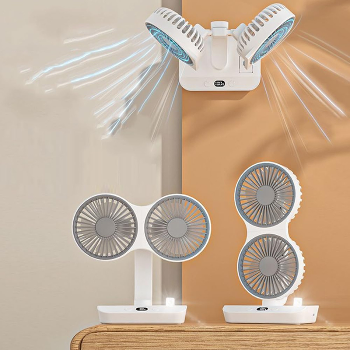 Rechargeable fan with double head | Kalsten