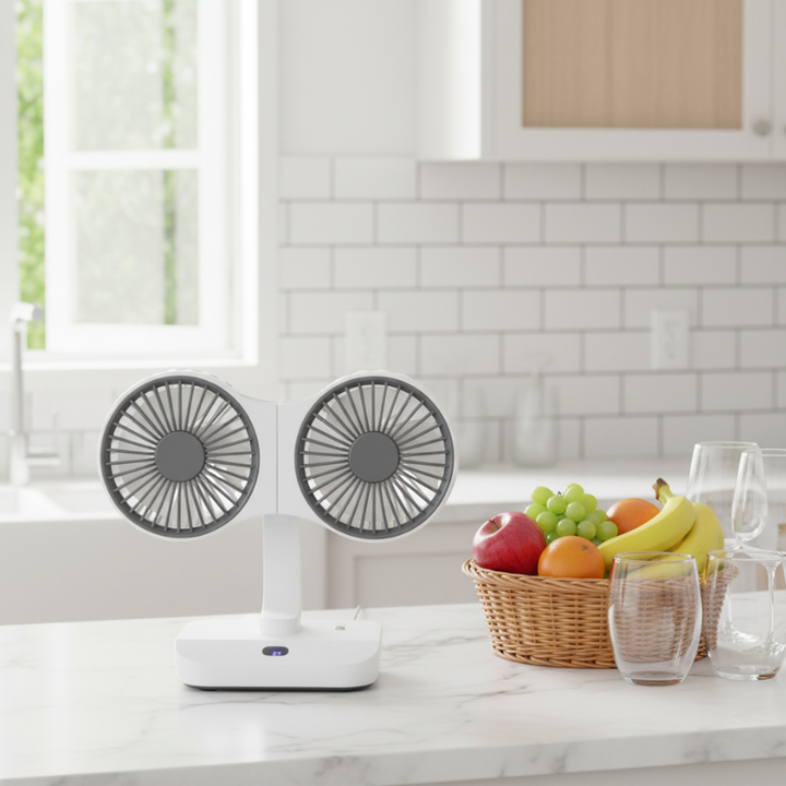 Rechargeable fan with double head | Kalsten