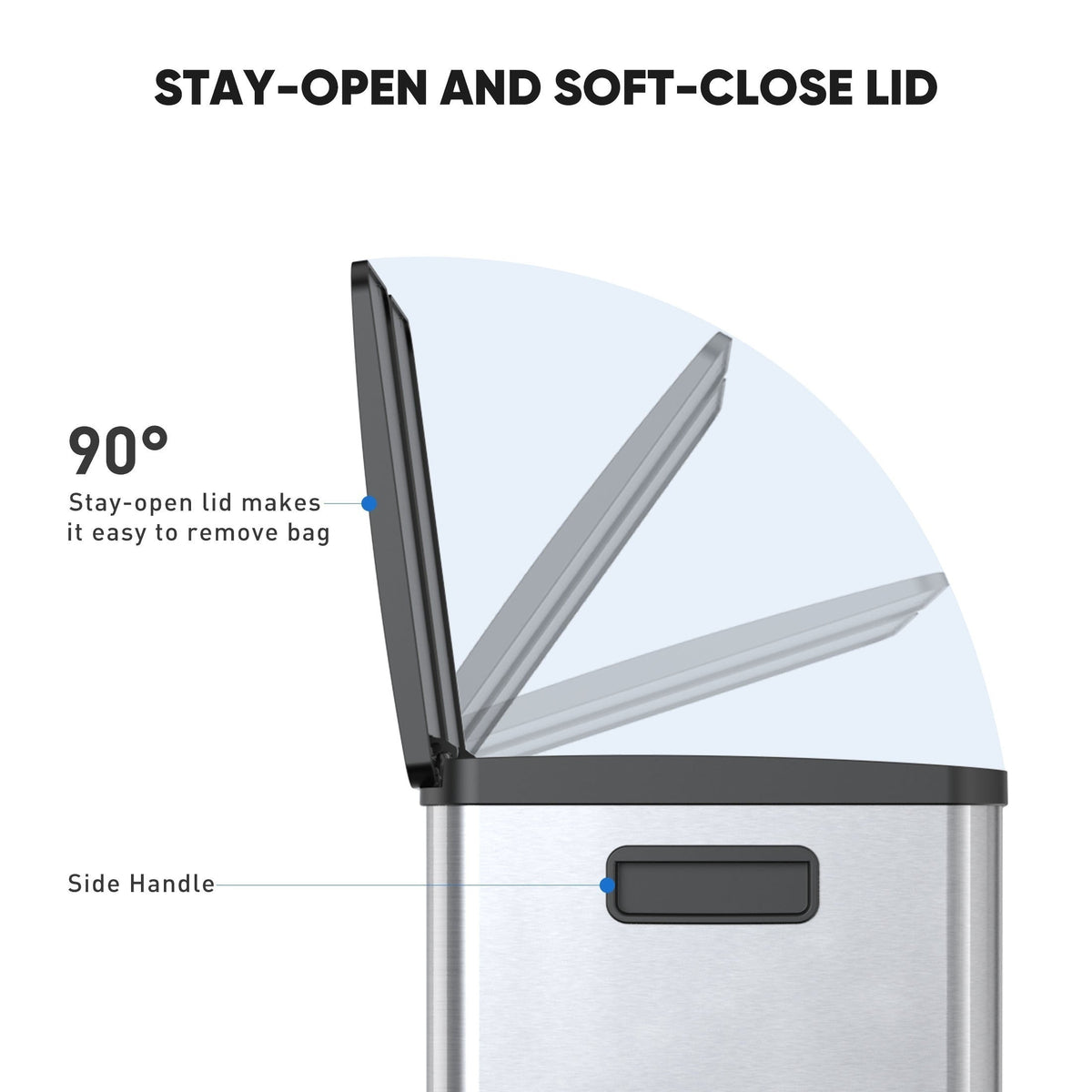 Skanto | JHK 15.85-Gal Large Capacity Silver Kitchen Bin - Modern Design, Dual Compartment Recycling, Closed Lid