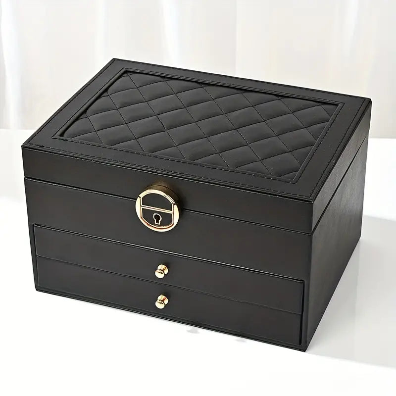 Lockable Multi-Layer Leather Jewelry Box Kalsten