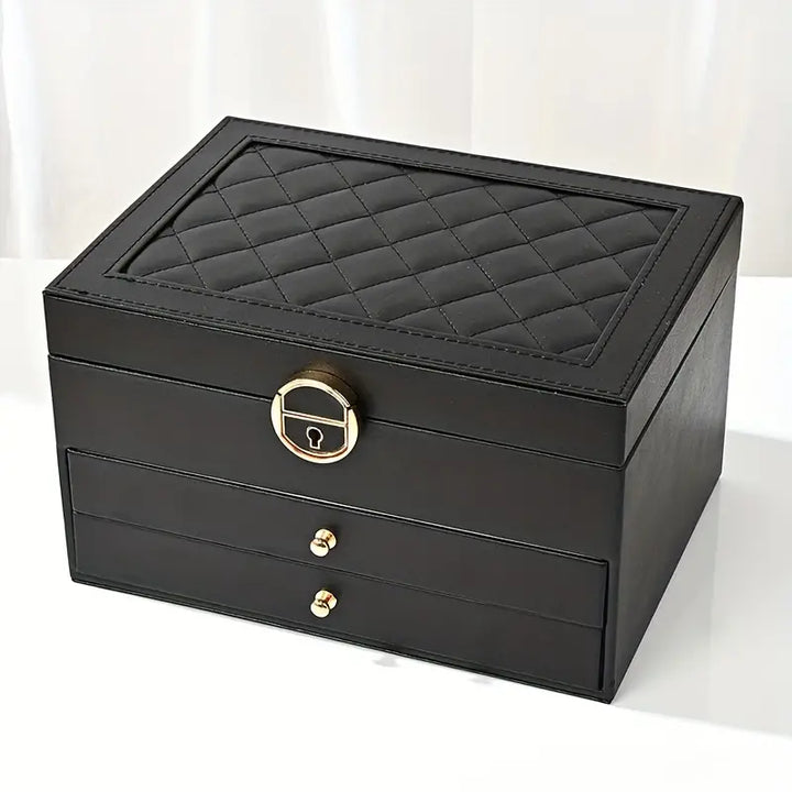 Lockable Multi-Layer Leather Jewelry Box Kalsten