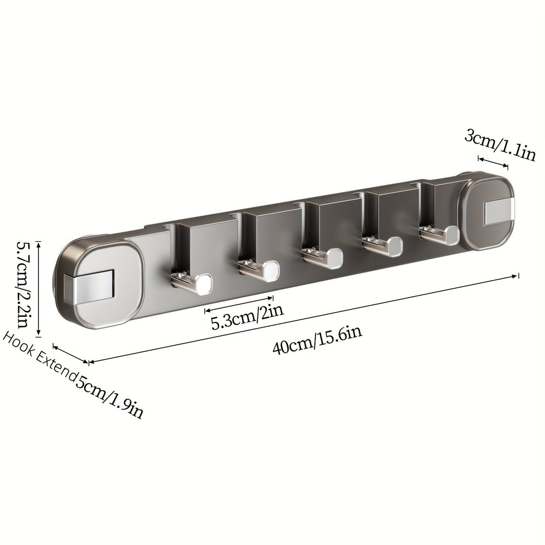 Wall Hook Panel Without Drilling – OrganizePlus Hidden 5-Hook Rack | Kalsten