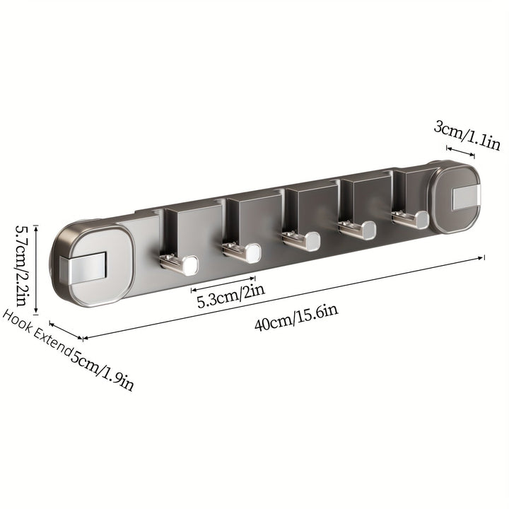 Wall Hook Panel Without Drilling – OrganizePlus Hidden 5-Hook Rack | Kalsten