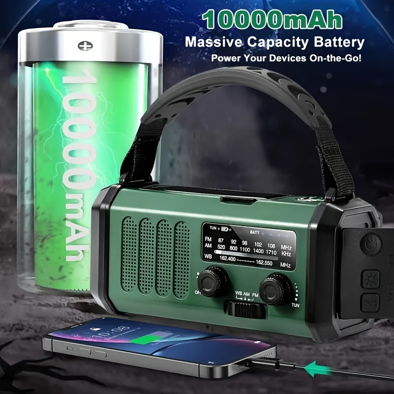 Skanto | StormMate X10 Emergency Radio with 10 000 mAh Power Bank | Solar, Hand Crank & USB-C | LED Light, SOS Alarm & Compass | AM/FM/NOAA