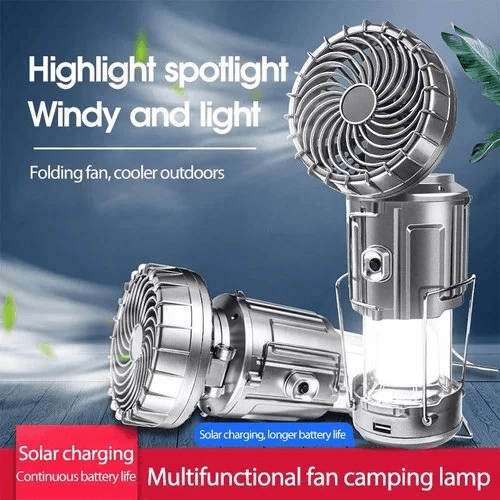 Portable Stretchable Solar Lithium Battery Electric Fan + Emergency Light | Kalsten