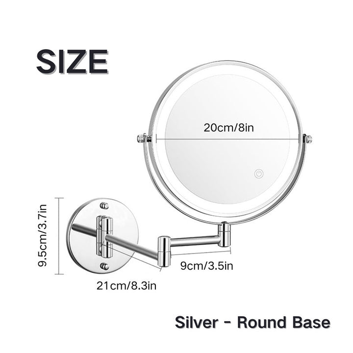 Kalsten | Rechargeable wall-mounted shaving mirror | 360° rotation. 1X/10X magnification and adjustable LED lighting for use in the bathroom