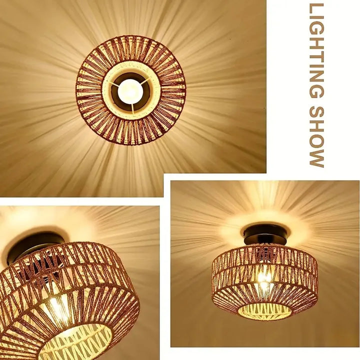 Classic Bamboo Lustre Chandelier - Handmade Rattan Pendant Light for Home Living and Bedroom Decor | Kalsten